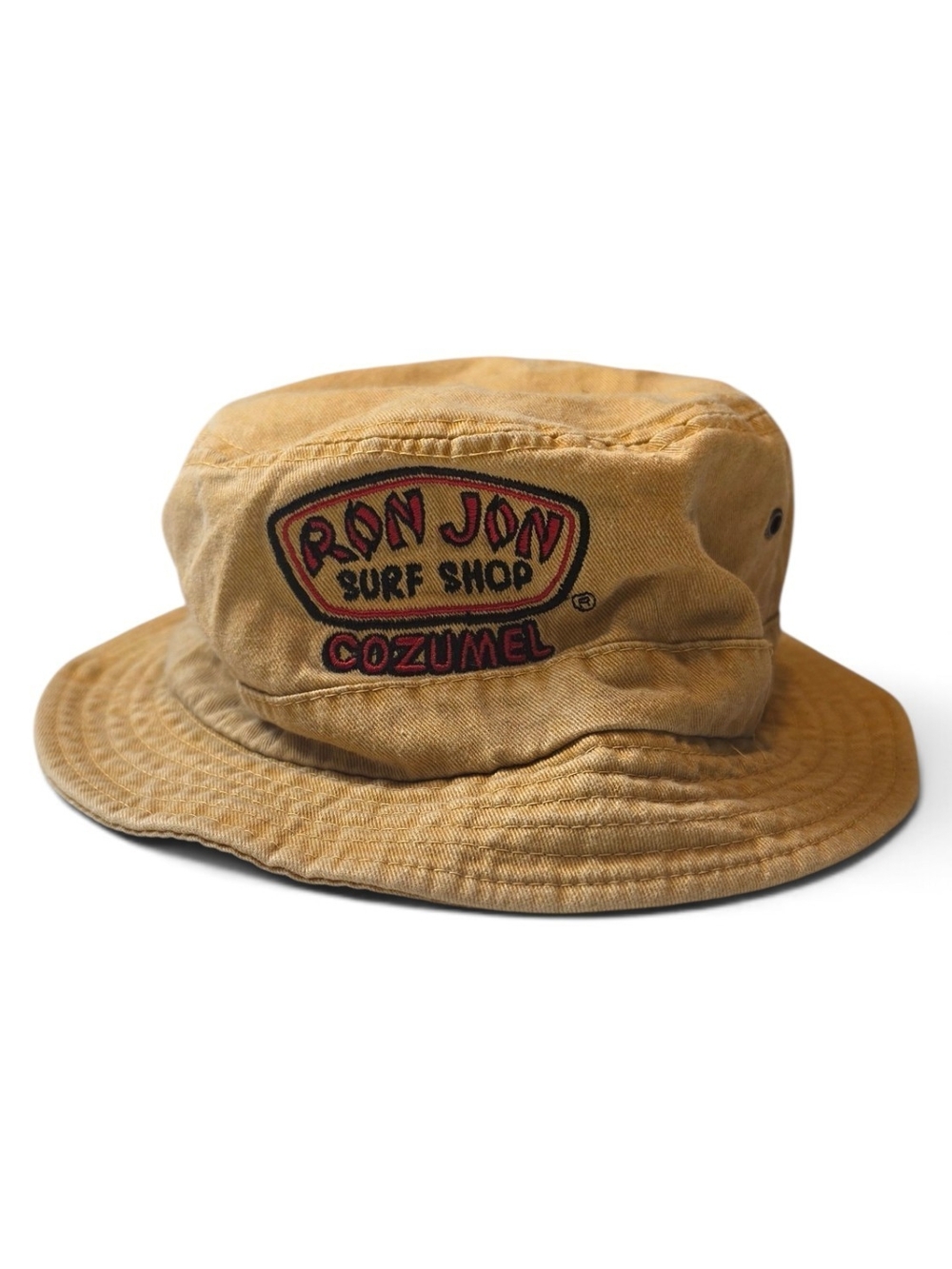 Ron Jon Surf Shop Cozumel Washed Yellow Bucket Hat Embroidered Surf Y2K